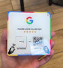 Tap acrylic google review plaque plate that allows you to tap a smartphone to get google review. Place on a counter or window. Sticky backside