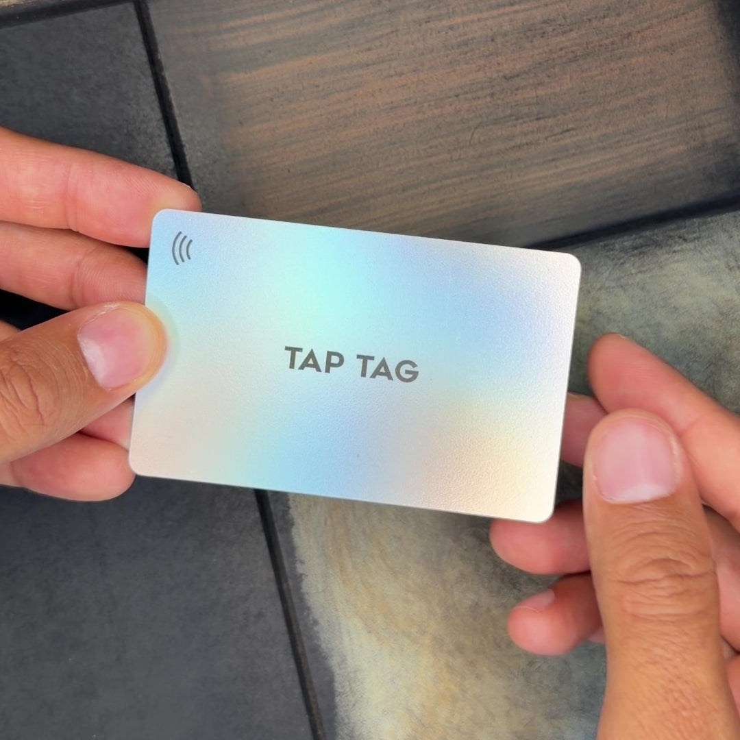 Tap Business Card. Tap to see websites, contact info, google reviews, anything. Comes in 7 different colors Lightweight and affordable costs. Comes with free digital business card dashboard to manage content.  Holographic opal card