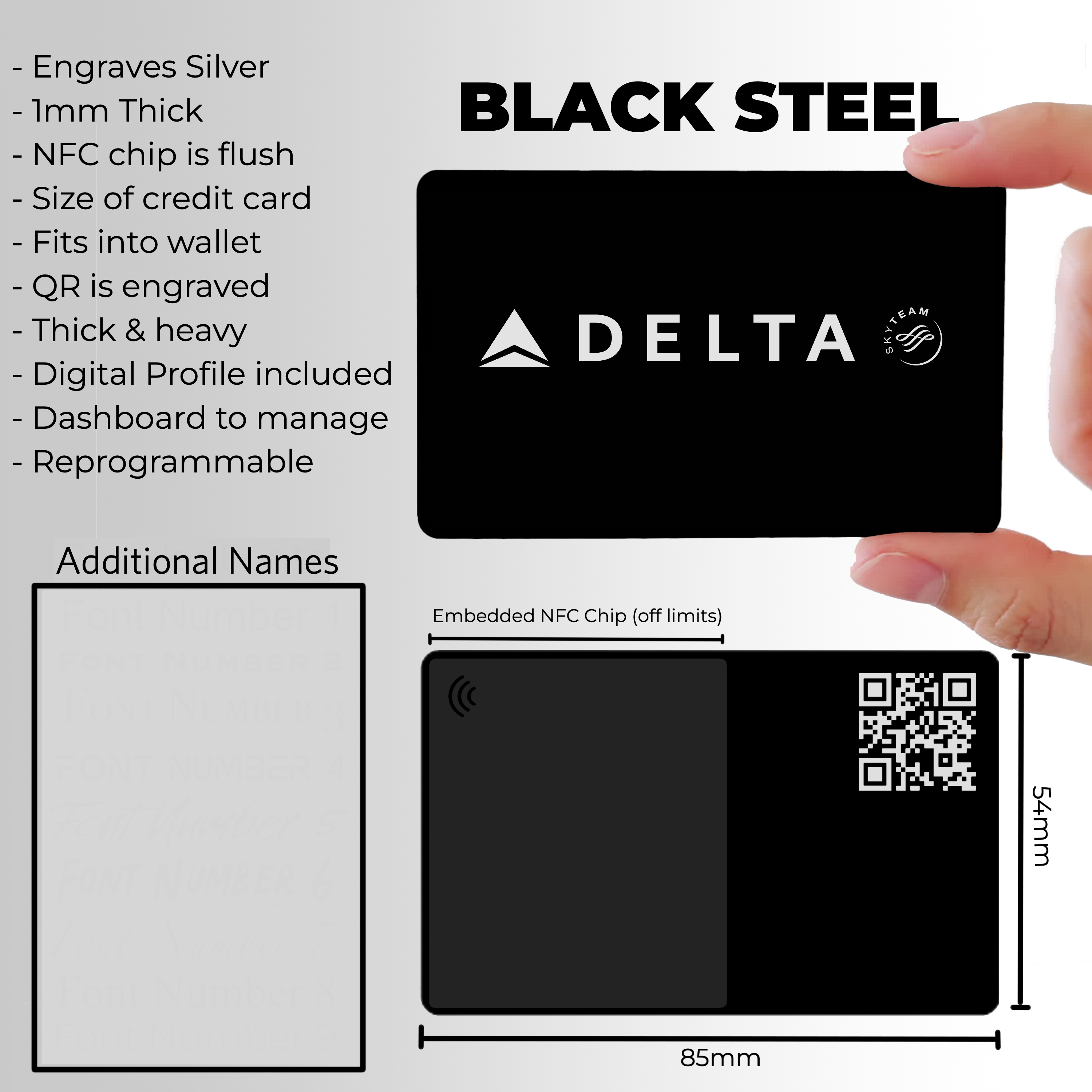 Tarjeta de visita Delta NFC - Acero