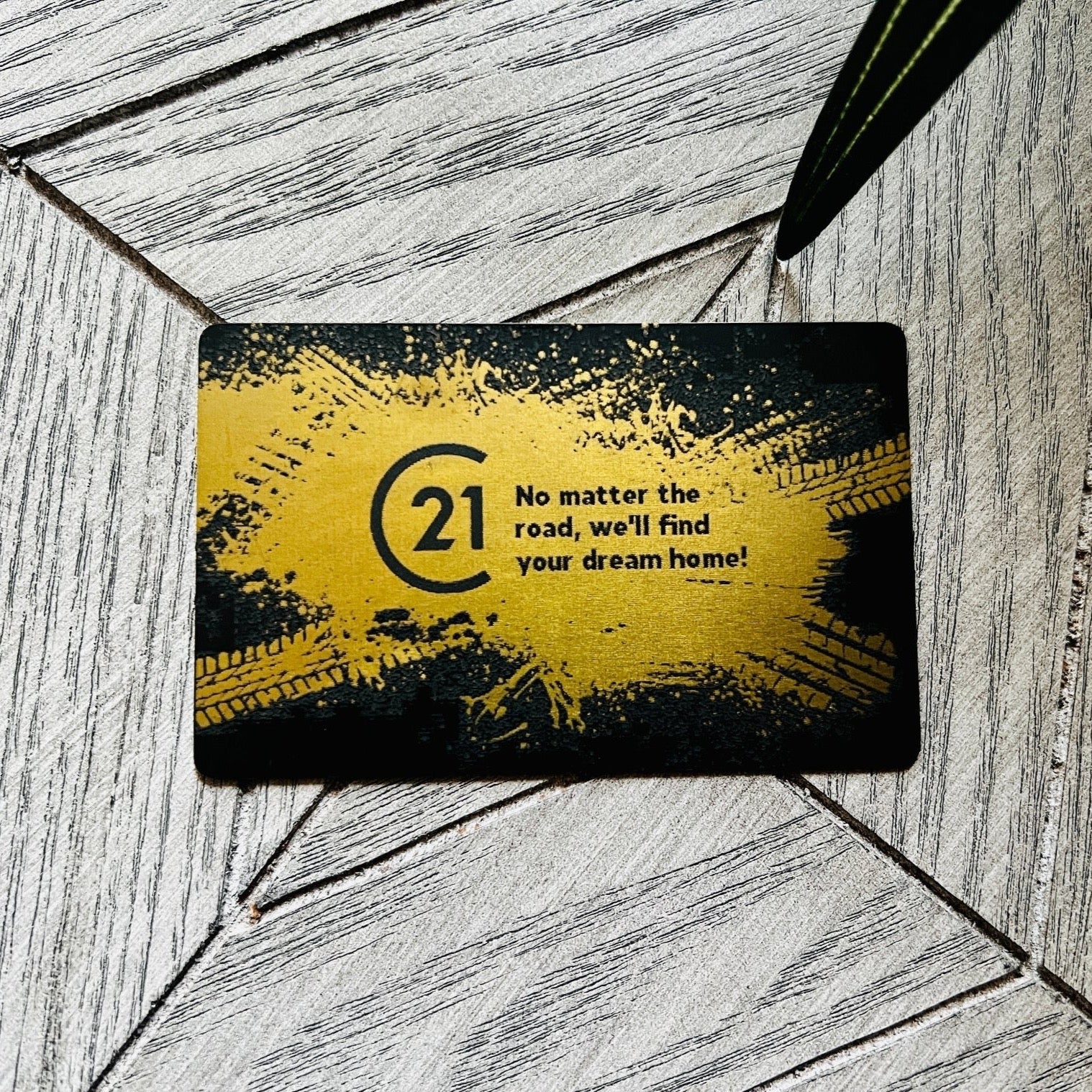 Black metal tap NFC business card, gold engraving, tap to share contact card and digital business card. 