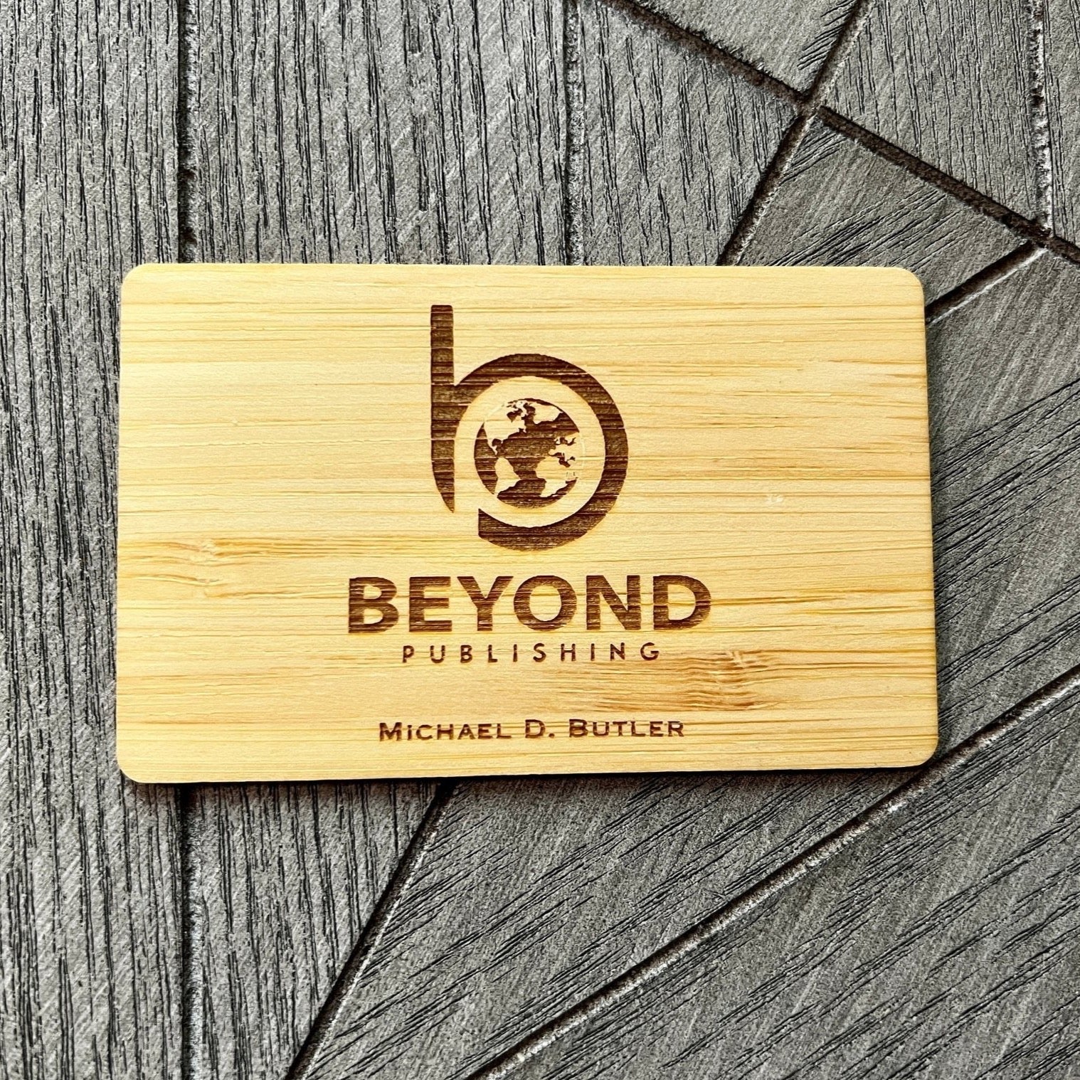 Custom Bamboo wood tap nfc business card. burn engraved logo and text. tap to share contact information and digital profile