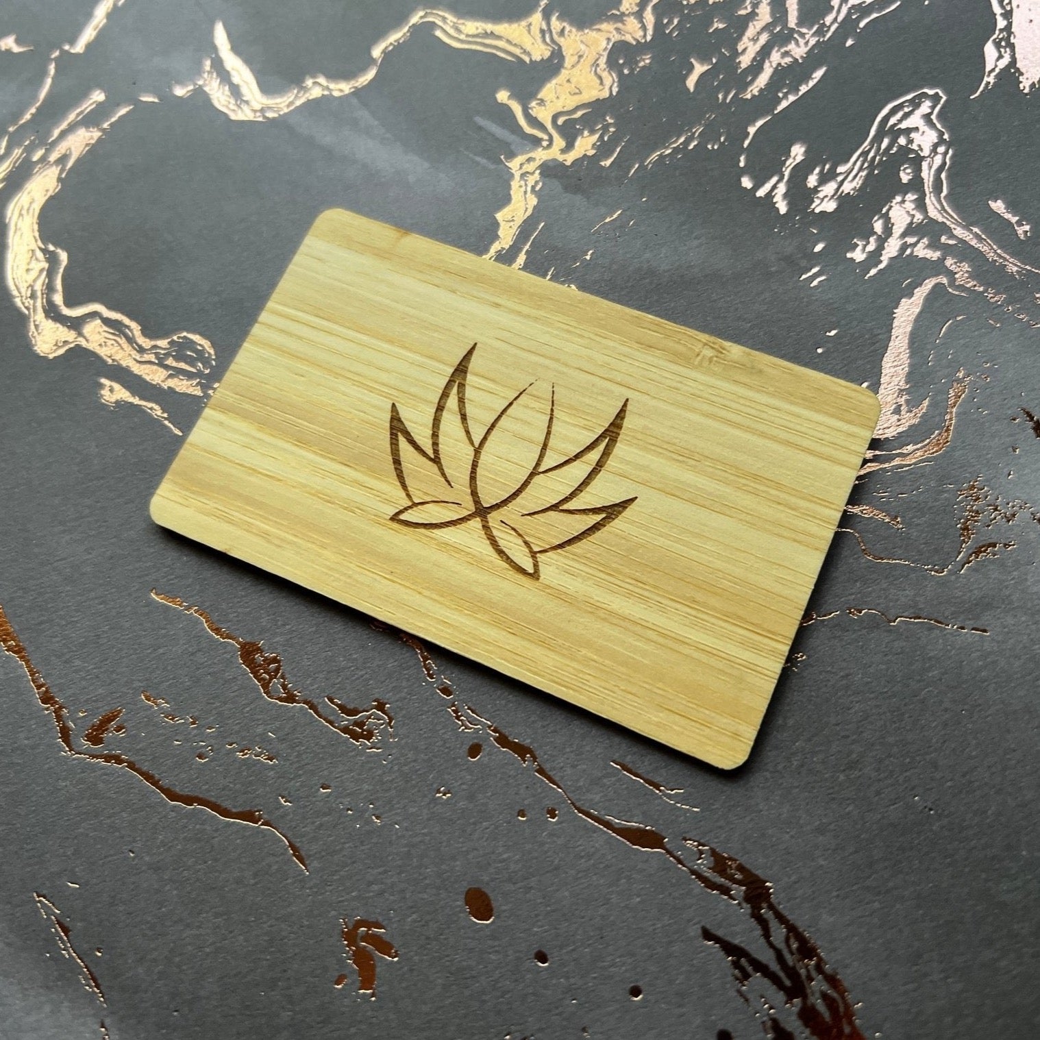 Custom Bamboo wood tap nfc business card. burn engraved logo and text. tap to share contact information and digital profile